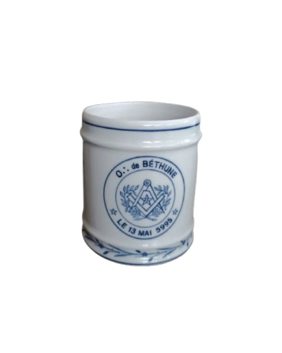 Pot Franc maçon en porcelaine d'Arras