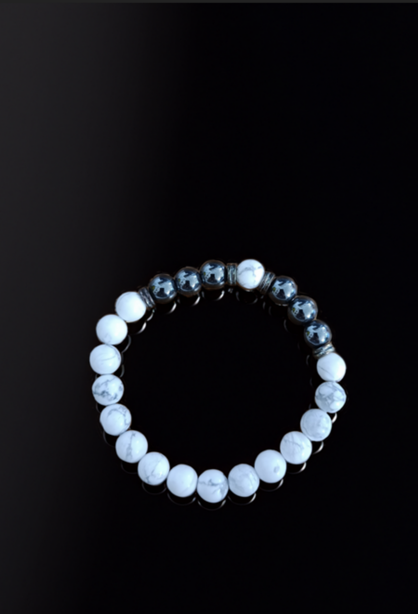 Bracelet pierres Hématite et Howlite